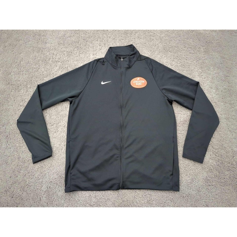 UT Austin Full Zip Jacket Mens Medium NCAA Longhorn Band Nike Dri-Fit Black